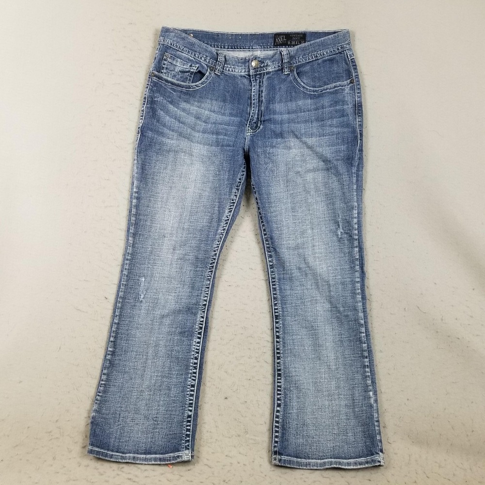 Axel Vintage Boot Jeans Mens 38x30 Blue Medium Wash Bootcut Stretch Denim Pants